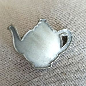 Pewter tone TEA POT lapel pin